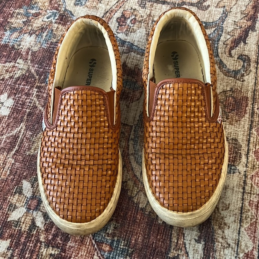 SUPERGA woven faux leather vegan slip on sneakers size 8.5